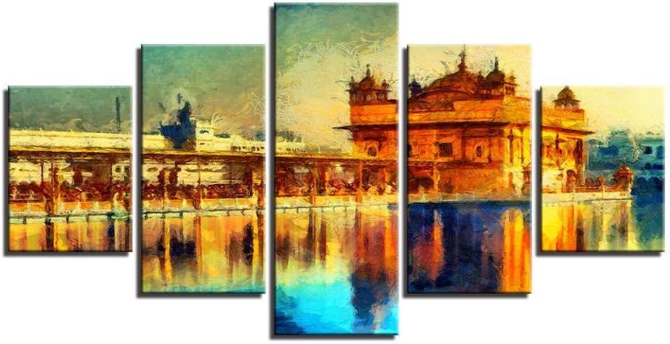 DuDuDu Wall Art for Living Room Canvas Golden Temple Print Drawing core Modern Home Bedroom Parlour Frameless