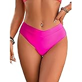 Fanuerg Women's Bikini Bottom Cross V Cut Front Swimsuit Full Coverage Bathing Suit Bottoms