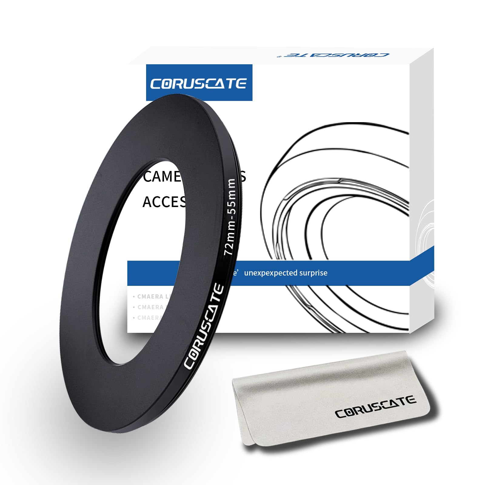 72mm to 55mm Camera Filter Ring,Lens Adapter,Change The Filter or Lens Size from 72mm reduce or 55mm.Compatible 55mm Camera Accessory,Made of Anodized Aluminum.+Lens Cleaning Cloth