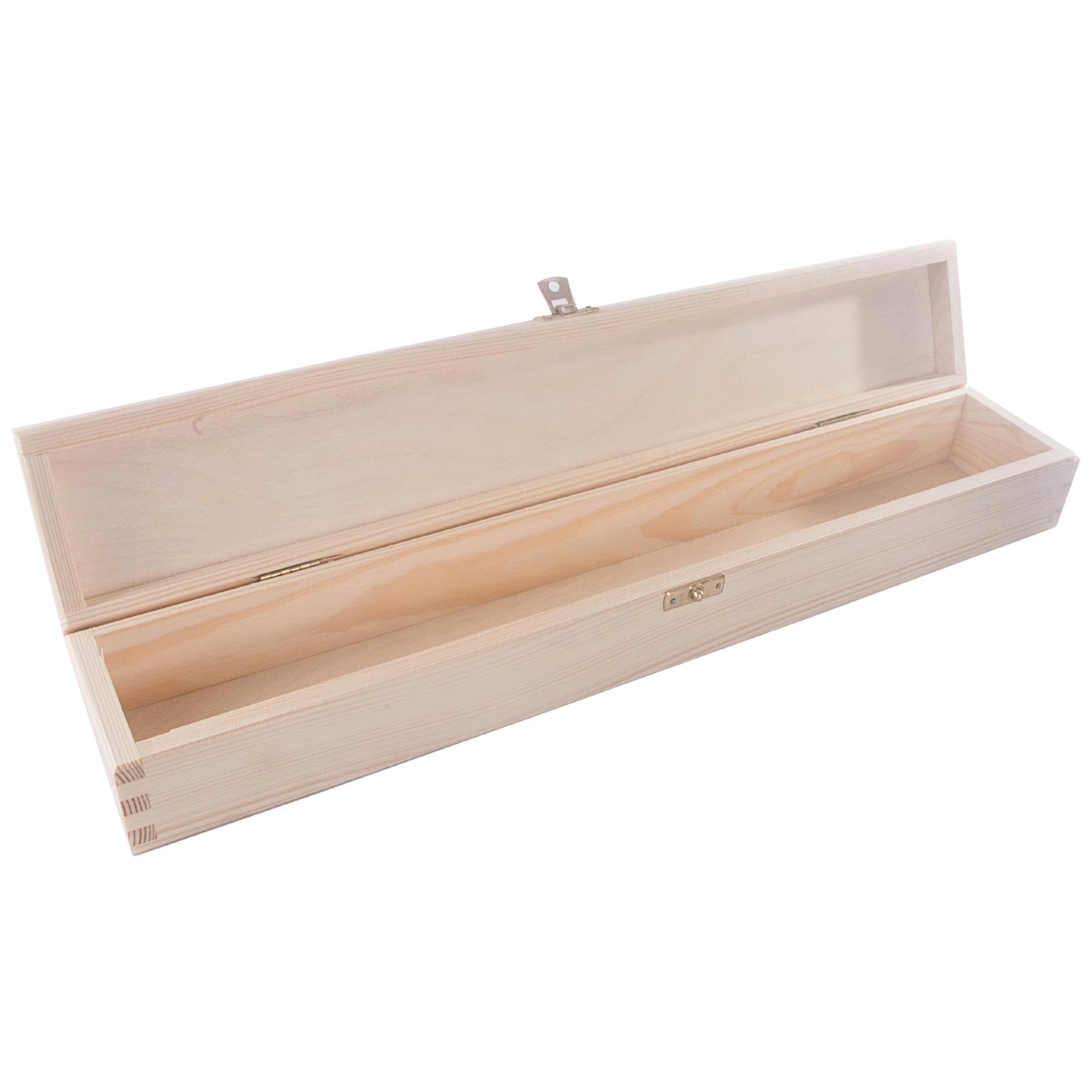 WooDeeDoo Long Wooden Box with Lid and Clasp – 47 x 8 x 6 cm – Craft Storage Case for Candles Knitting Needles Brushes Decoupage DIY Painting Pyrography Personalised Gifts — image 1