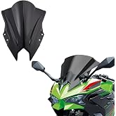 15" Motorcycle Windshield Compatible for NINJA500 SE 2024 2025 2026, Wave Windscreen Wind Splitter for NINJA500 SE Ninja 500 2024 2025 2026 (Black)