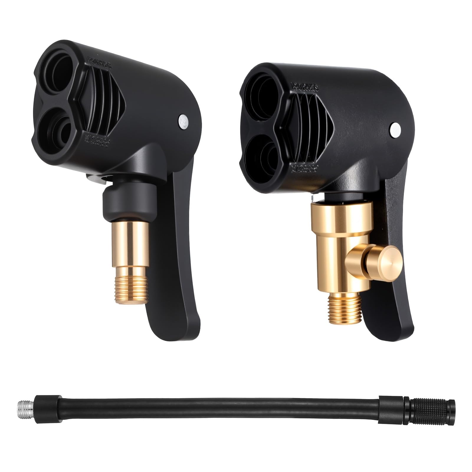 Photo 1 of 2pcs Black Presta Valve Adapter, Locking Presta Schrader Air Chuck for Bike Tire, Dual Head Pump Nozzle, Prestas Schrader Valve Adapter for Bicycle Floor Pump