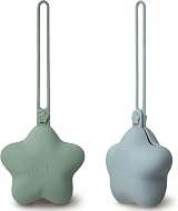 Moonkie 2 Pack Silicone Dummy Case Pacifier Holder Sage Pearl Blue view 1