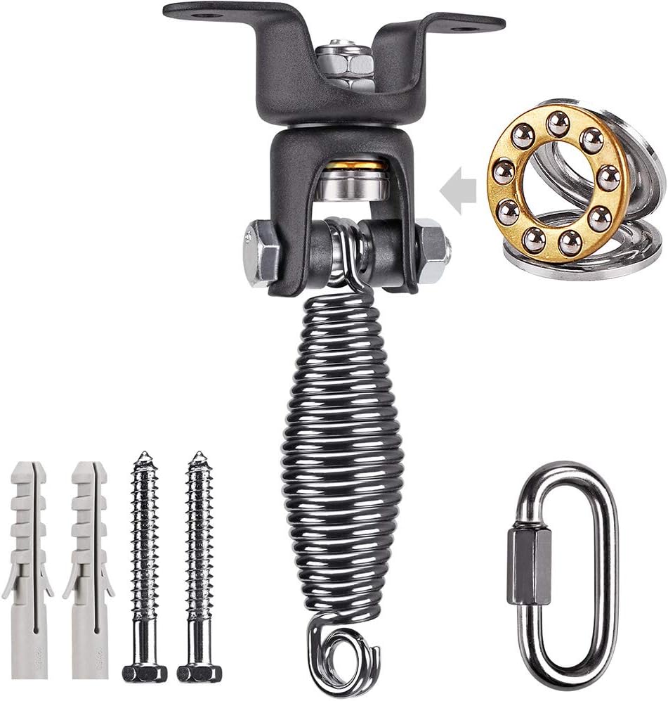BeneLabel Heavy Duty Boxing Punching Bag Hanger with Spring, 350 LB Capacity, 360° Rotation Wood Beam Holder, 2 Wood Screws for Wooden Sets, 1 Carabiner, 1 Comfort Spring : Sports & Outdoors