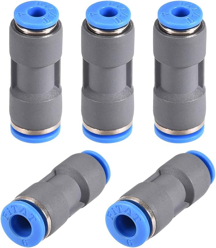 sourcing map Straight Push to Connector Reducer Fitting 6mm to 4mm Quick Release Pneumatic Connector Plastic Union Pipe Tube Fitting Grey 5Pcs