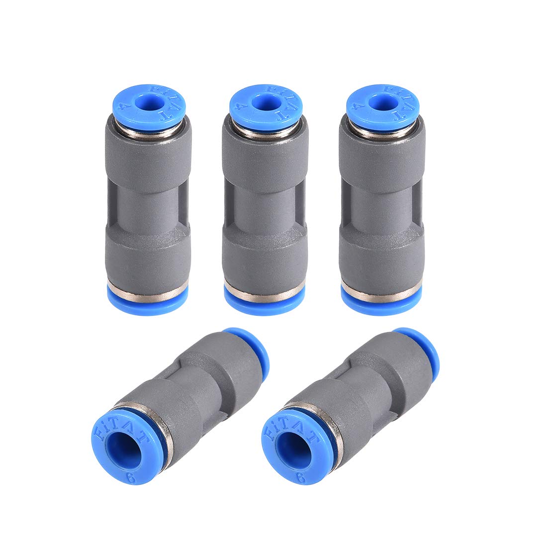 sourcing map Straight Push to Connector Reducer Fitting 6mm to 4mm Quick Release Pneumatic Connector Plastic Union Pipe Tube Fitting Grey 5Pcs