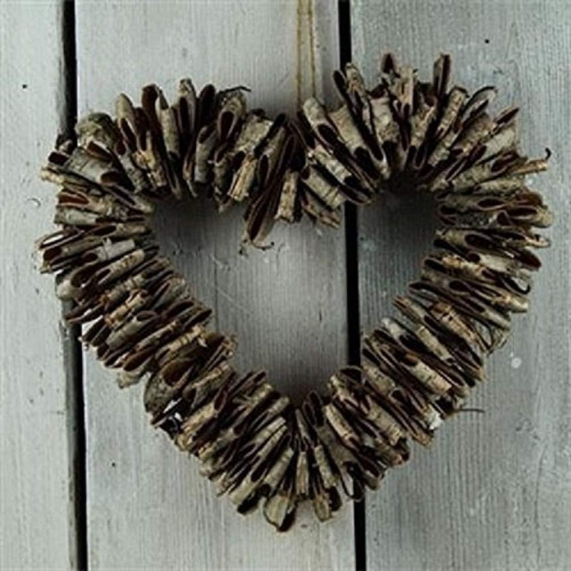 Other Birch Bark Rustic Open Heart Christmas Door Wreath Shabby Chic Decoration 28cm
