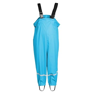 smileBaby wasserdichte Kinder Regenlatzhose mit verstellbaren Trägern und Schuhschlaufen Unisex in verschiedenen Farben und G