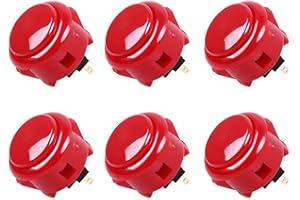 Sanwa 6 pcs OBSF-30 Original Push Button 30mm - for Arcade Jamma Video Game & Arcade Joystick Games Console (Red) S@NWA