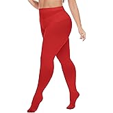 Citystl Women's Opaque Plus Size Tights, 80 Den Black Control Top Tights, Solid Color Soft Microfiber(XL-6XL)