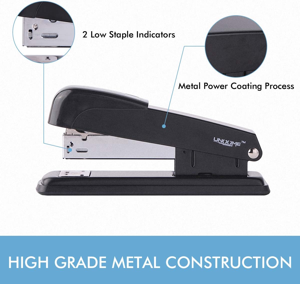 UNooMe Executive Office Desktop Stapler - 6 Pack Metal Desk Stapler with 6000 Staples Commercial Standard Stapler with 20 Sheet Capacity Reduced Effort Spring Powered Stapler : Office Products