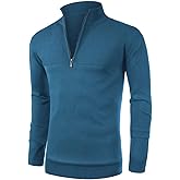 NITAGUT Mens Slim Fit Zip Up Mock Neck Polo Sweater Casual Long Sleeve Sweater and Pullover Sweaters with Ribbing Edge