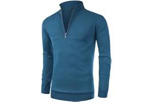 NITAGUT Mens Slim Fit Zip Up Mock Neck Polo Sweater Casual Long Sleeve Sweater and Pullover Sweaters with Ribbing Edge
