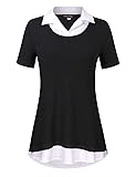 GloryStar Women's Short Sleeve Contrast Collared