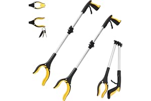 2 Pack 32 inch FDA Registered GrabRunner Reacher with Rotating Head and Magnet (New Yellow)