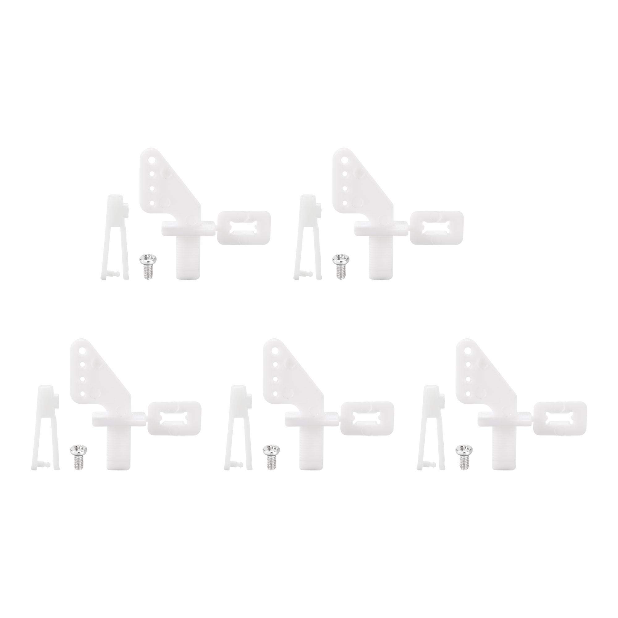 sourcing map 5Sets 4-Hole Nylon Pin Control Horns and Clevis Kit Model Airplane Electric Aircraft RC Fixed-Wing DIY Parts