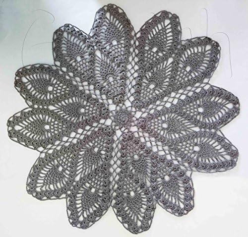 Handmade Crochet Gray Color Doily Pineapple Heart Design Grey Tablecloth