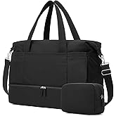 Vorspack Duffle Bag for Travel - 30L Gym Bag for Women Men Personal Item Travel Bag with Shoe Pocket Toiletry Bag Lightweight Carry On Bag for Weekender Overnight Sports - Black