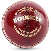 SG Bouncer Leather Ball | Red | Adult Size | Leather | Unisex | High-Performance | Durable | Professional Grade | Ideal for Fast Bowling | Shock Absorbing | Premium Quality