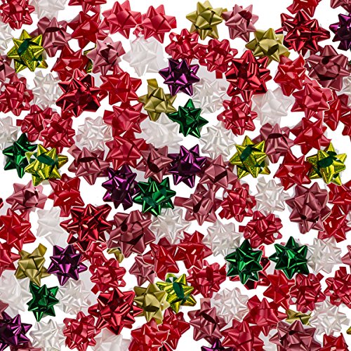 Berwick Offray (200 Pack) Assorted Color Holiday Gift Bows Peel-N-Stick For Presents & Decoration