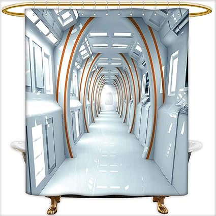 Amazon Com Bathroom Curtain With Removable Futuristic Hallway Of