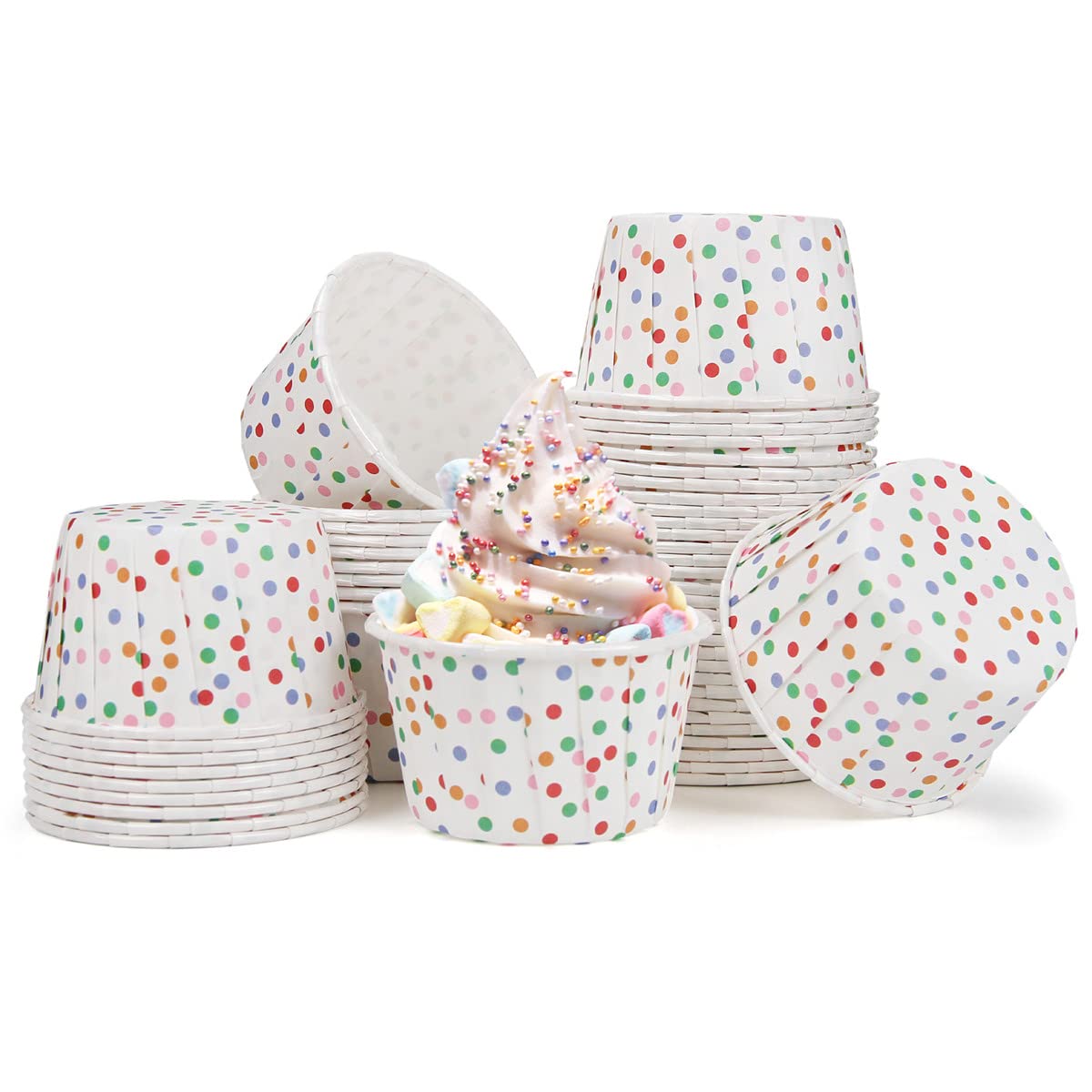 Spesh 50 Pcs Paper Cupcake Cases Small Muffin Liners for Baking Disposable Cupcake Baking Cups for Weddings,Christmas,Birthday(Coloured Dots)