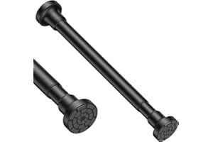 Tension Curtain Rod 18 to 28 Inch Adjustable Tension Rod No Drilling Spring Loaded Curtain Rod Black, Suitable for Room Divid