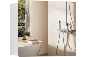 TEENFON Medicine Cabinet with Mirror, Recessed or Wall Mounted Bathroom Mirror Cabinet with 2 Doors & 2 Adjustable Shelves, B