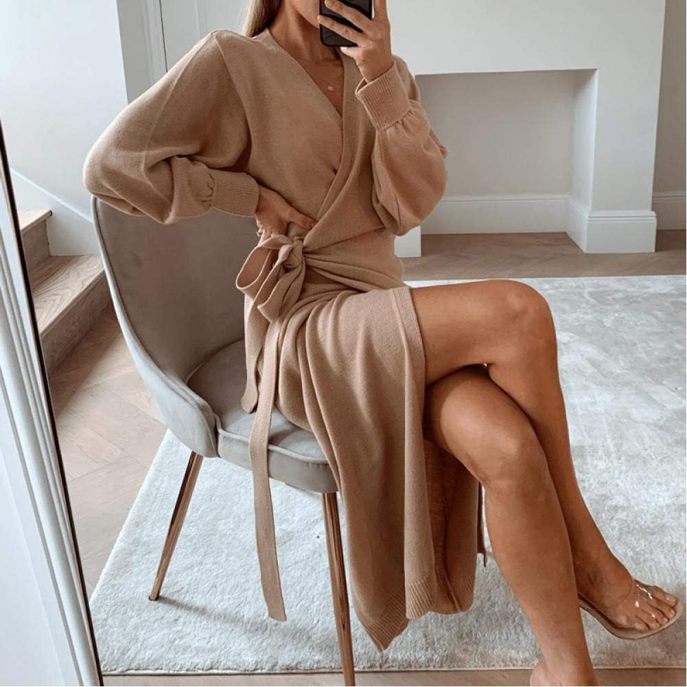 Women'S Long Sweater Split Dress Autumn And Winter Cardigan Clothing