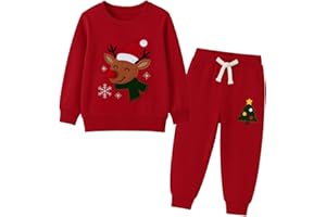 HILEELANG Toddler Boys Winter Clothes Set, 2-Piece Sweatshirt & Pants Long Sleeve Cotton Outfit for Fall Winter 2-7T