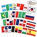 VAMEI Stick Flags Hand Held Mini Flag On Stick Round Top 32 Countries for Party Decorations Supplies 2018 World Cup