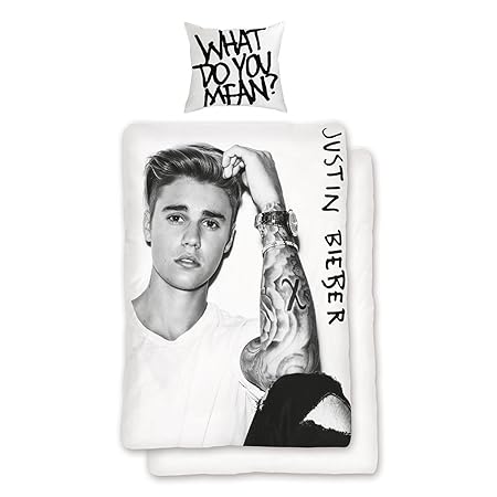 SkyBrands Justin Bieber Bettwäsche 1 Bettbezug 135 x 200 cm + 1 Kissenbezug 80 x 80 cm
