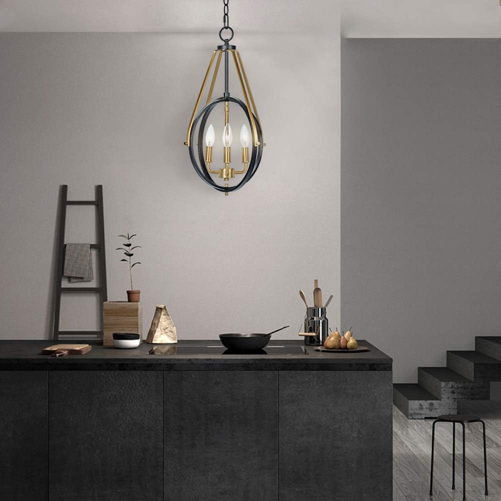 MOTINI Ceiling Pendant Fixtures Lamp Industrial Metal Pendant Light, Hanging Cage Globe Ceiling Light for Kitchen Island Dining Room Farmhouse Entryway Foyer, 21"x13.5"x13.5" - - 