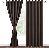 DWCN Brown Blackout Curtains 90x90 Inch 2 Panels with Tiebacks, Thermal view 1