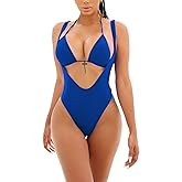 Viottiset Women's Halter 2 Piece Swimsuit Brazilian High Cut Bikini Set Sexy Push Up