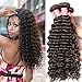 Dinoce Compatible with Longqi Brazilian Deep Wave Bundles Unprocessed Virgin Deep Curly Hair 3 Bundles Remy Human Hair Weave (18 20 22 Inch, Natural Color)