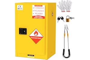 YOEXTO Flammable Storage Cabinet 30 Gallon, 23.23" X 18.11" x 35" Galvanized Steel Flammable Cabinet, fire Resistant Cabinet, Chemical, Yellow