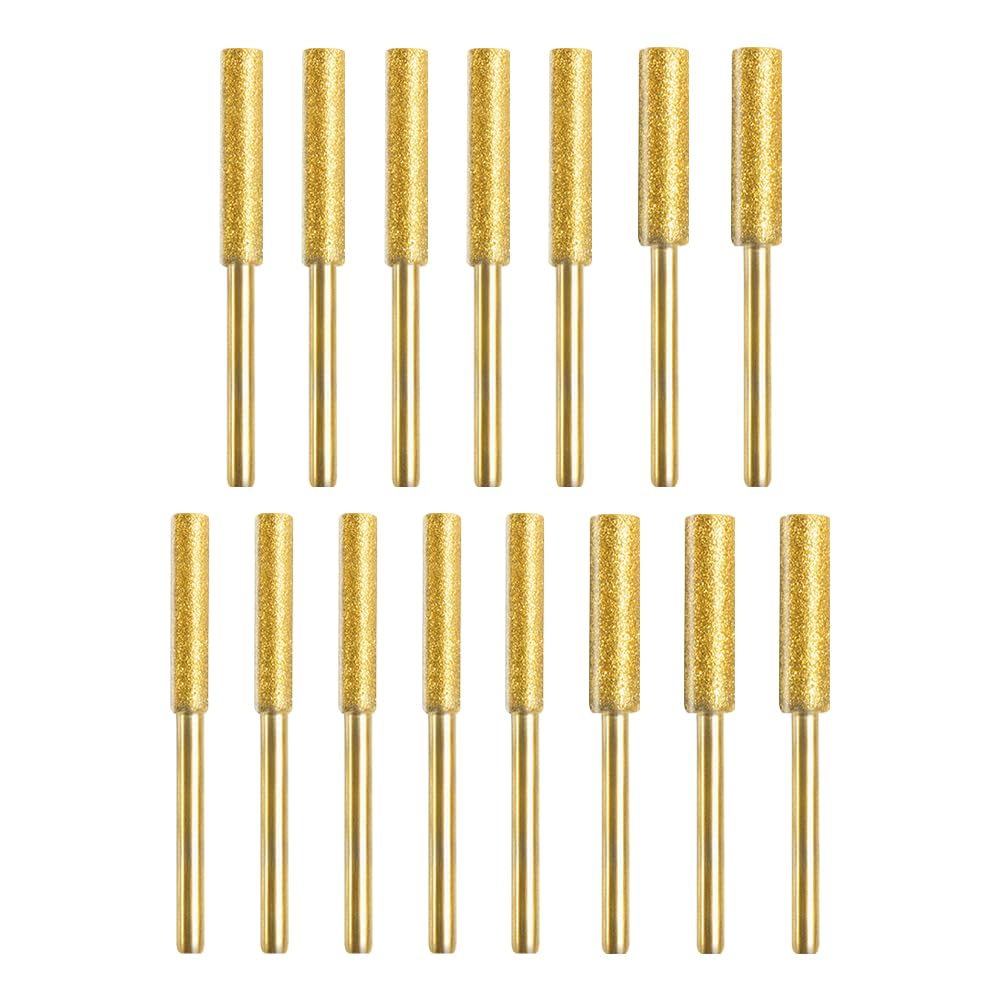 JIHUOO 15 Pcs Diamond Chainsaw Sharpener Stones Chain Saw Sharpening Bits Chainsaw Chain Sharpener Files Wheels Stone Grinding Bits Chainsaw Grinding Tools