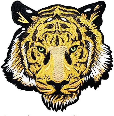 25x25 cm/10x10 inches Patches Pack Hand Iron On Sewing On Embroidered Patch Clothes Stickers Garment DIY Apparel Appliques Decal Sticker (Terrible Tiger)
