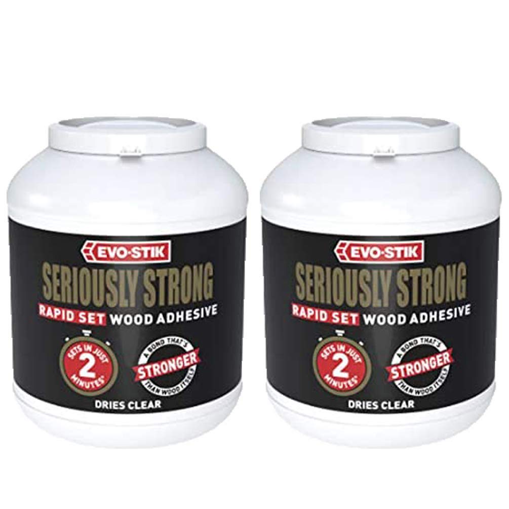 2 x Evo Stik/Bostik Seriously Super Strong Heavy Duty Multi Purpose High Strength Fast Rapid Set Wood Glue/Resin Adhesive - Dries Clear in Just 2 Minutes