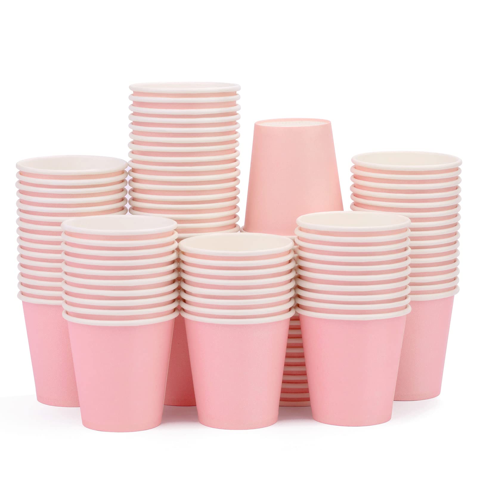 Photo 1 of Prgery 100 Pack 3 oz Pink Paper Cups,Mouthwash Cups, Disposable Bathroom Cups,Small Paper Cups 3oz Ideal for Bathroom, Supermarket, Birthday Party, Picnic and BBQ