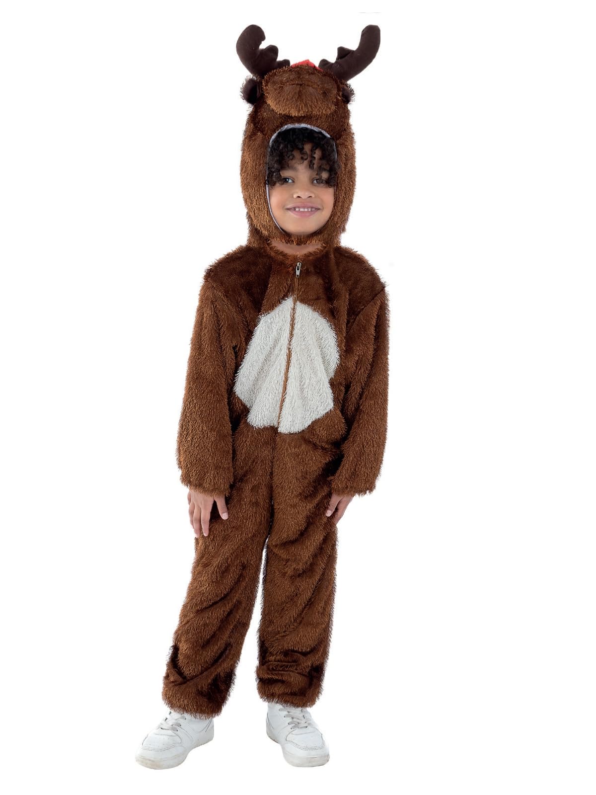 Smiffys Reindeer Costume Hooded Jumpsuit, Fancy Dress, Child Dress Up Costumes