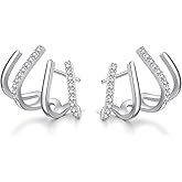 SLUYNZ Solid 925 Sterling Silver Claw Earrings Huggie for Wome Half Hoop Earrings Cuff Earrings Wrap