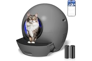 KUNGFUPET Self Cleaning Litter Box, Automatic Cat Litter Box Self Cleaning for Multi Cats, 60L Extra Large Robot Litter Box with Safety Protection, Odor Removal, APP Control Smart Litter Black