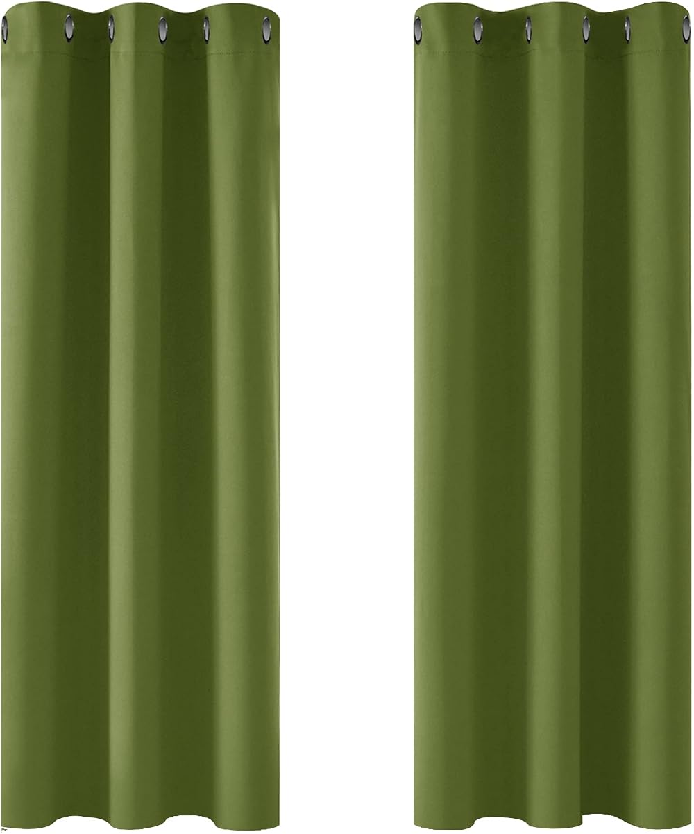 Deconovo Eyelet Thermal Blackout Curtains Green 42 x 54 Inch 2 Panels</wbr>