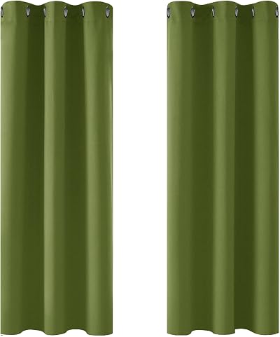 Deconovo Eyelet Thermal Blackout Curtains Green 42 x 54 Inch 2 Panels</wbr>
