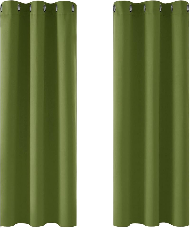 Deconovo Eyelet Thermal Blackout Curtains Green 42 x 54 Inch 2 Panels</wbr>