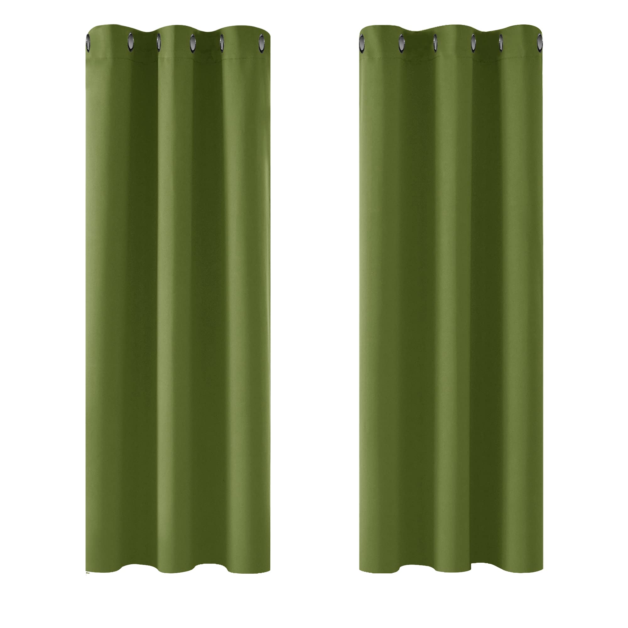 Deconovo Home Decorative Eyelet Curtains Thermal Insulated Blackout Curtains for Living Room Green 42 x 54 Inch 2 Panels