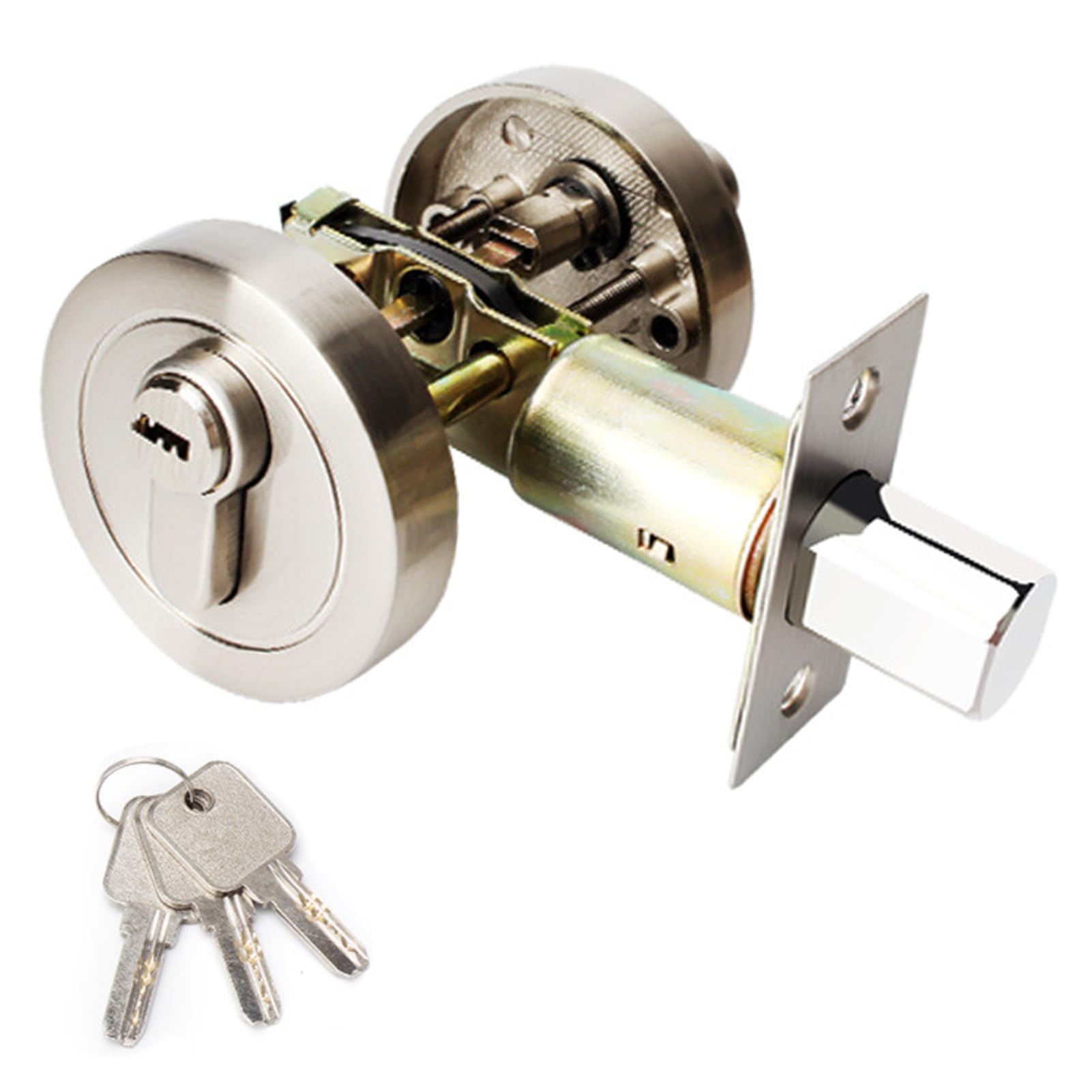 Door Lock,Front Door Locks,Doors Locks with Keys for External Doors Security Deadbolt Single Cylinder Deadbolt Lock with Zinc Alloy