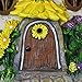 Exhart Solar Sunflower Roof Fairy House Statue - Mini Sunflower Fairy Cottage Resin Statue with Solar Garden Lights - Sunflower-Topped Resin Fairy Hut for a Whimsical Fantasy Garden 10